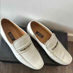 Bally White Leather Loafers